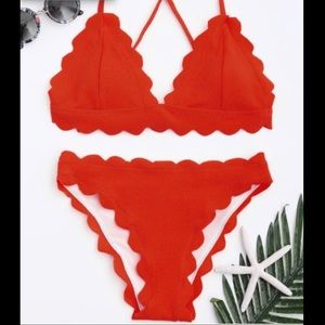 Red Scalloped Bikini